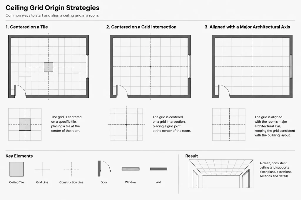 How to Draft and Coordinate Ceiling Grid Layouts in Architectural CAD architectural CAD illustration