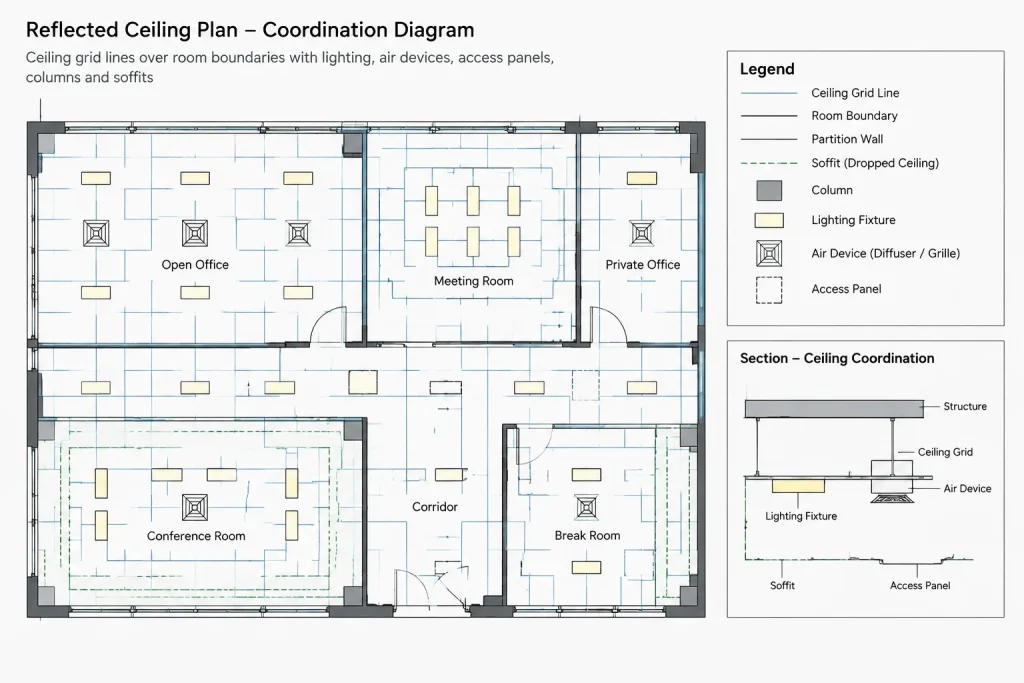 How to Draft and Coordinate Ceiling Grid Layouts in Architectural CAD architectural CAD illustration