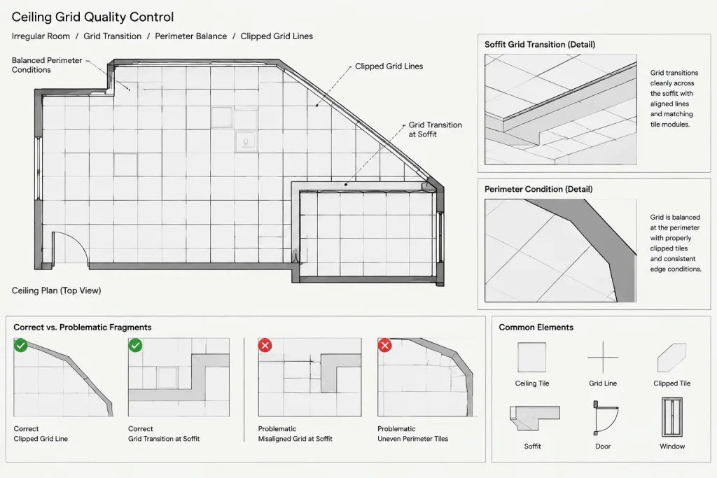 How to Draft and Coordinate Ceiling Grid Layouts in Architectural CAD architectural CAD illustration