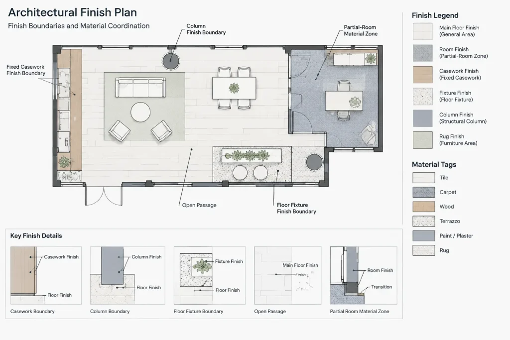 How to Draft and Coordinate Floor Finish Boundaries in Architectural CAD architectural CAD illustration