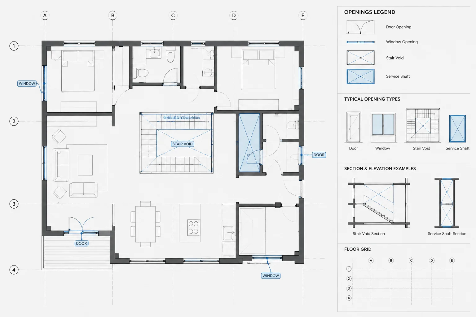 How to Draft and Coordinate Floor Openings in Architectural CAD architectural CAD illustration