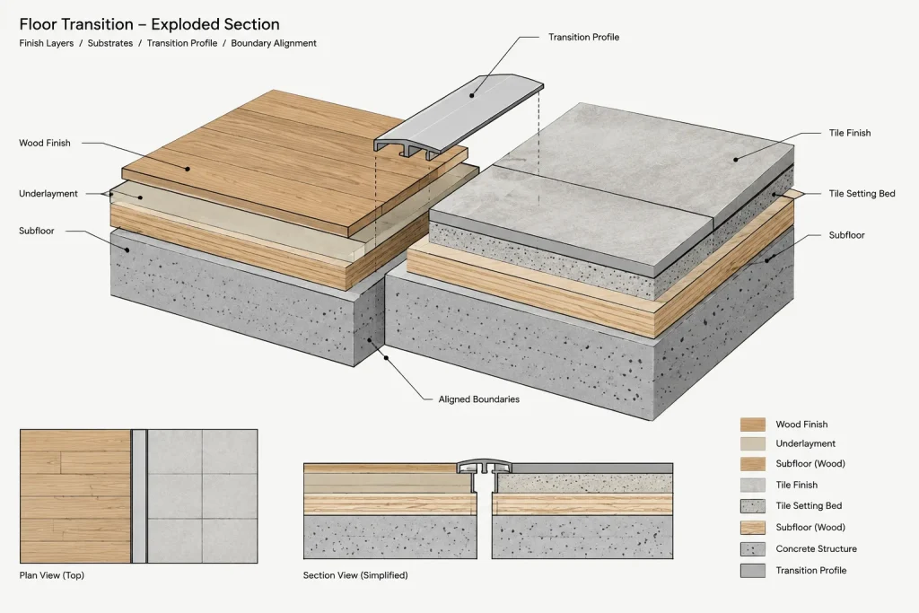 How to Draft and Coordinate Floor Transitions and Thresholds in Architectural CAD architectural CAD illustration