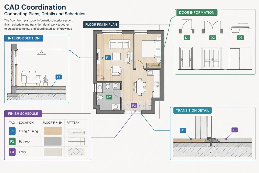How to Draft and Coordinate Floor Transitions and Thresholds in Architectural CAD architectural CAD illustration