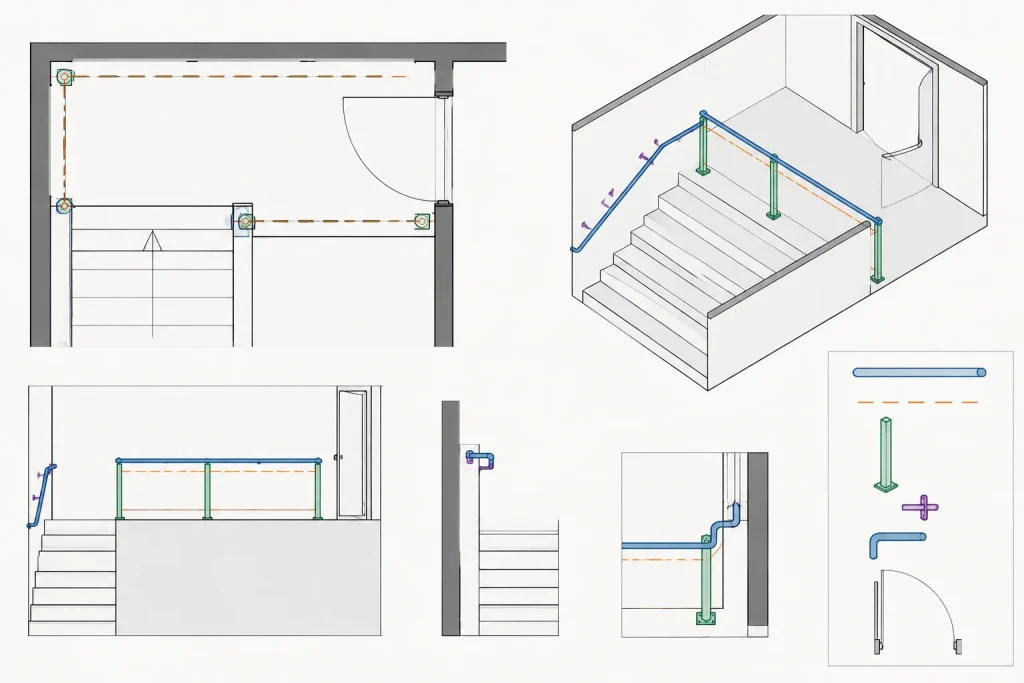 How to Draft and Coordinate Guards and Handrails in Architectural CAD architectural CAD illustration