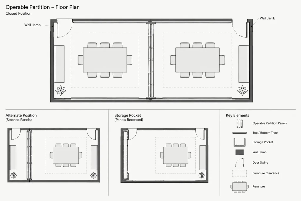 How to Draft and Coordinate Operable Partitions in Architectural CAD architectural CAD illustration