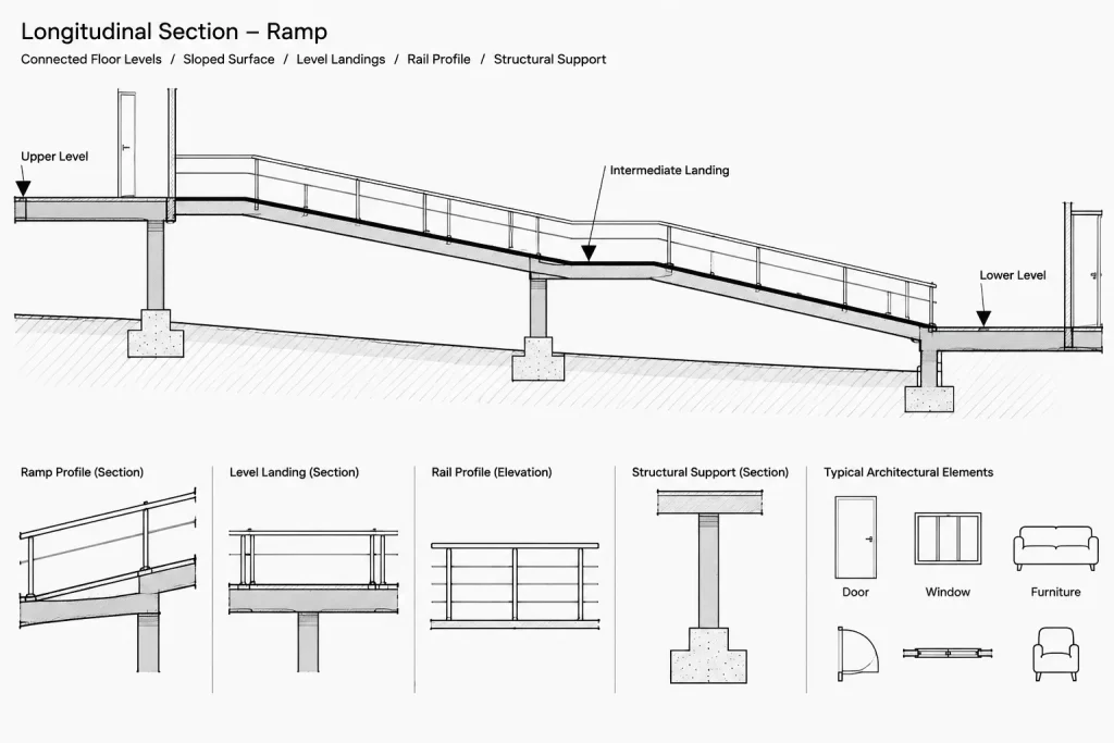 How to Draft and Coordinate Ramps in Architectural CAD architectural CAD illustration
