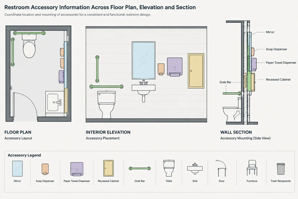 How to Draft and Coordinate Restroom Accessories in Architectural CAD architectural CAD illustration