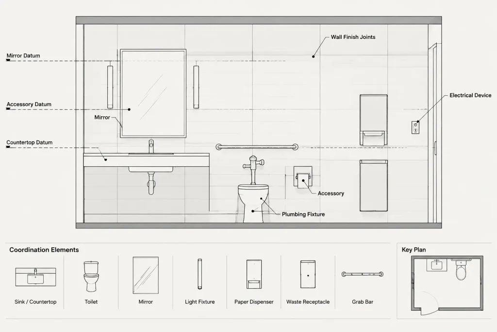 How to Draft and Coordinate Restroom Accessories in Architectural CAD architectural CAD illustration