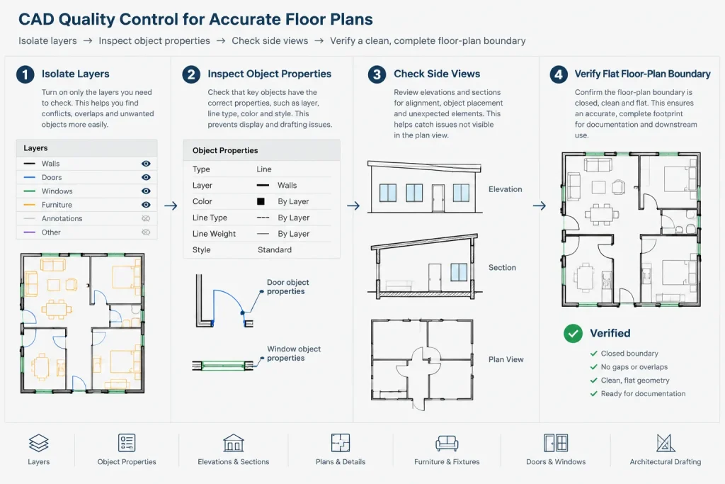 How to Find and Fix Non-Coplanar Geometry in 2D Architectural CAD Drawings architectural CAD illustration
