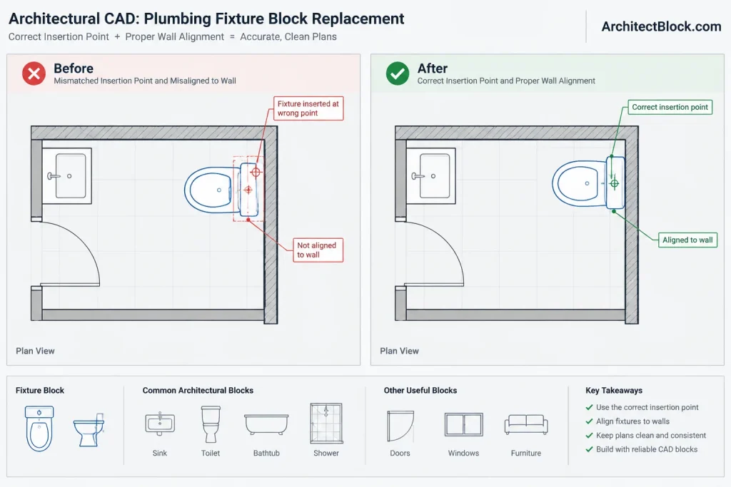 How to Replace and Redefine Architectural CAD Blocks Without Breaking Drawings architectural CAD illustration