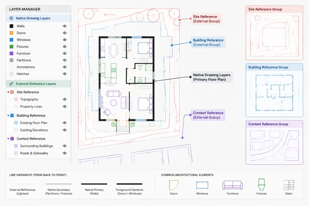 Layer Filters in AutoCAD: Organizing Complex Architectural Layer Lists architectural CAD illustration