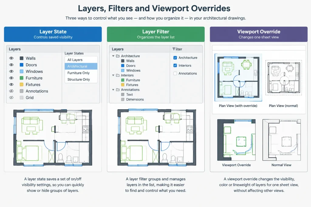 Layer States in AutoCAD: A Practical Workflow for Architectural Drawings architectural CAD illustration