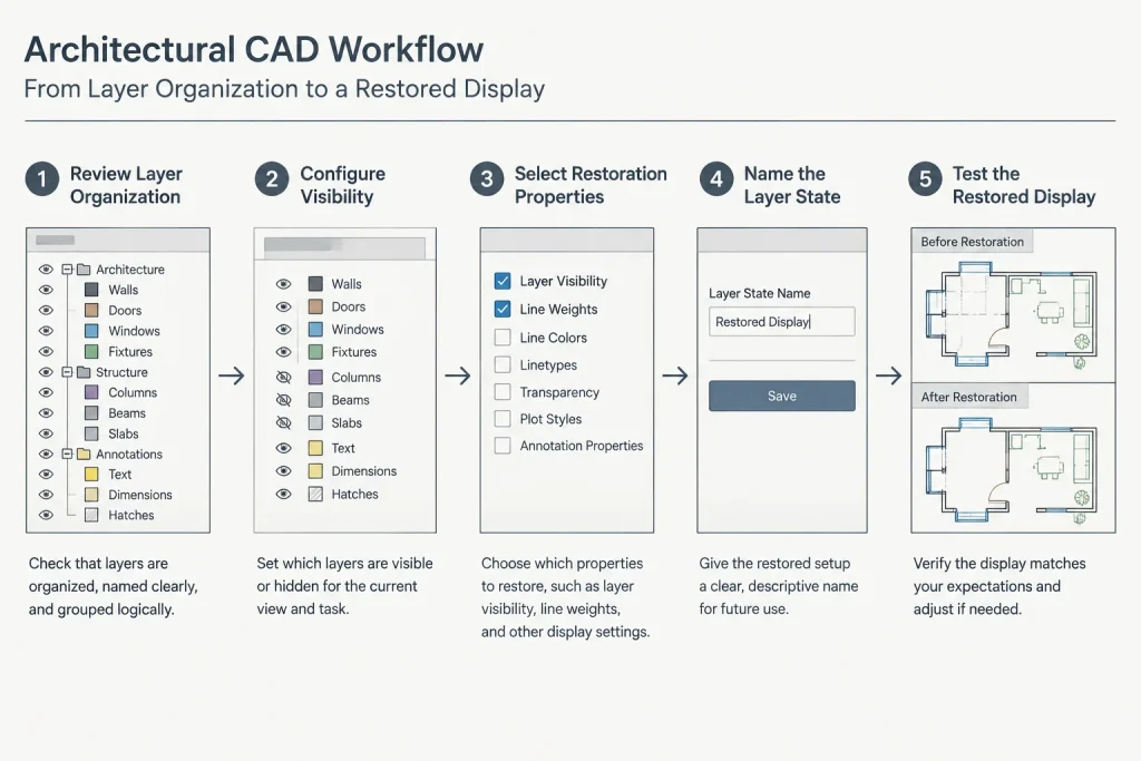 Layer States in AutoCAD: A Practical Workflow for Architectural Drawings architectural CAD illustration