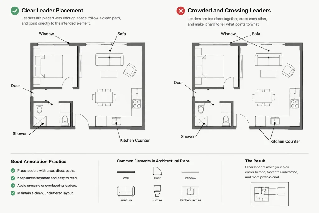 Leaders and Multileaders in Architectural CAD: A Practical Annotation Workflow architectural CAD illustration