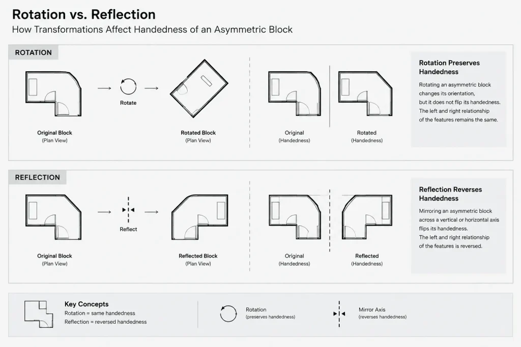 Mirroring Architectural CAD Blocks: Handedness, Text, and Quality Control architectural CAD illustration