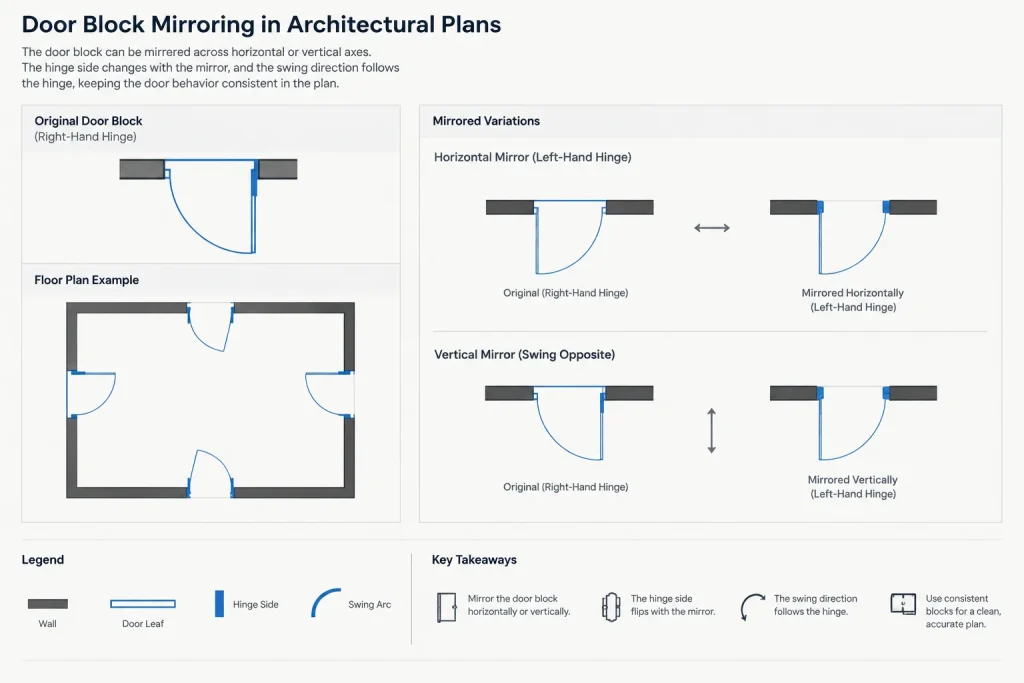 Mirroring Architectural CAD Blocks: Handedness, Text, and Quality Control architectural CAD illustration