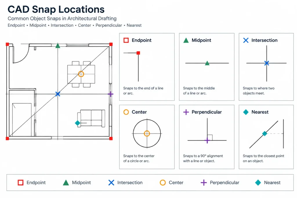 Object Snaps in AutoCAD for Architectural Drafting: A Precision and Troubleshooting Guide architectural CAD illustration