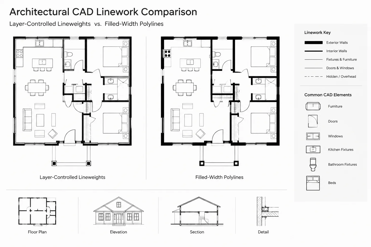Polyline Width vs. Lineweight in Architectural CAD: When to Use Each