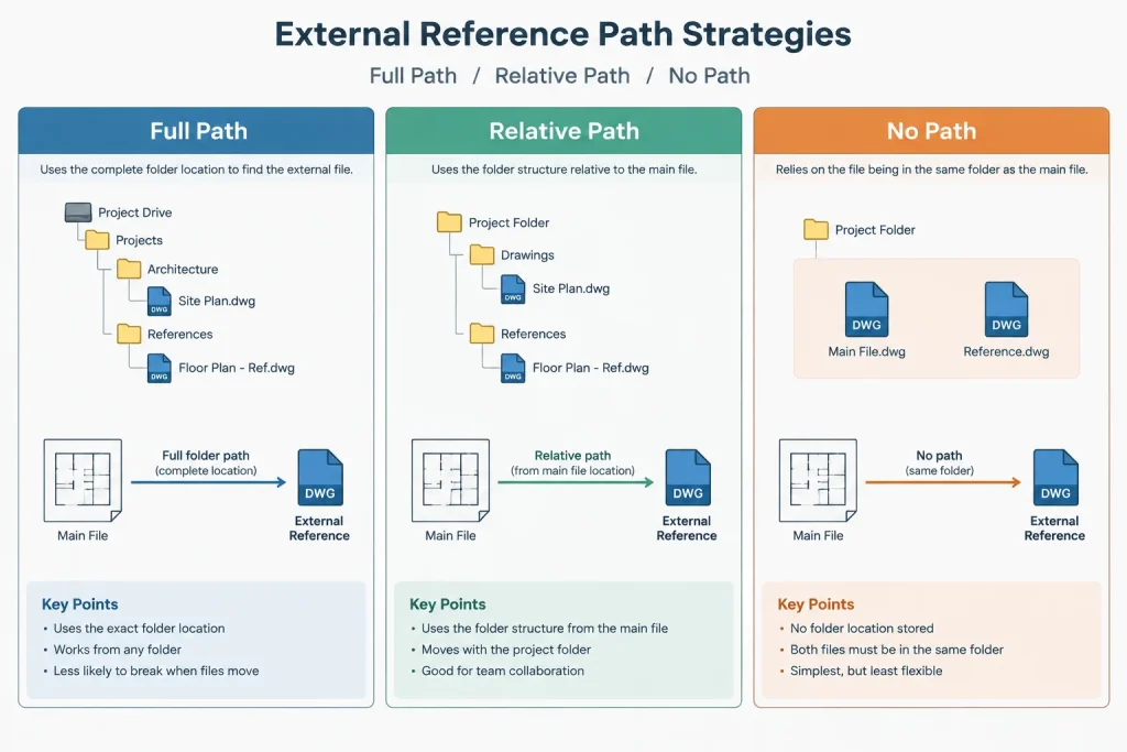 Relative vs. Full Xref Paths in AutoCAD: A Practical Architectural CAD Workflow architectural CAD illustration