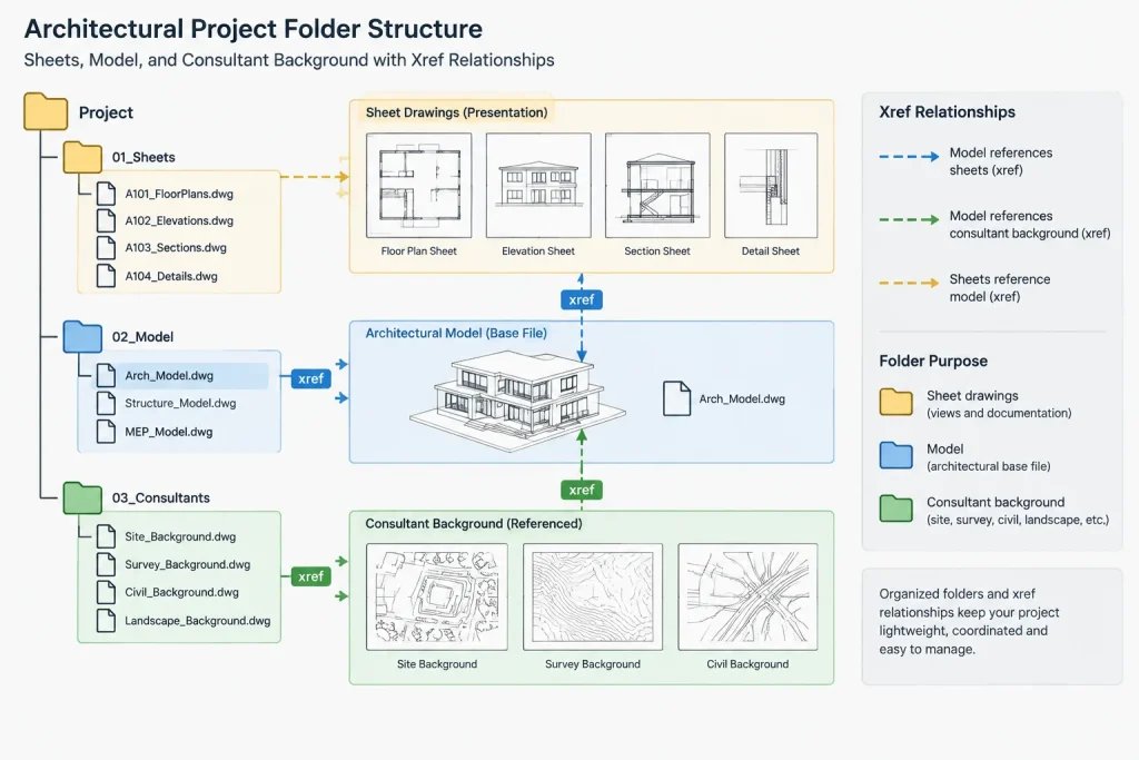 Relative vs. Full Xref Paths in AutoCAD: A Practical Architectural CAD Workflow architectural CAD illustration