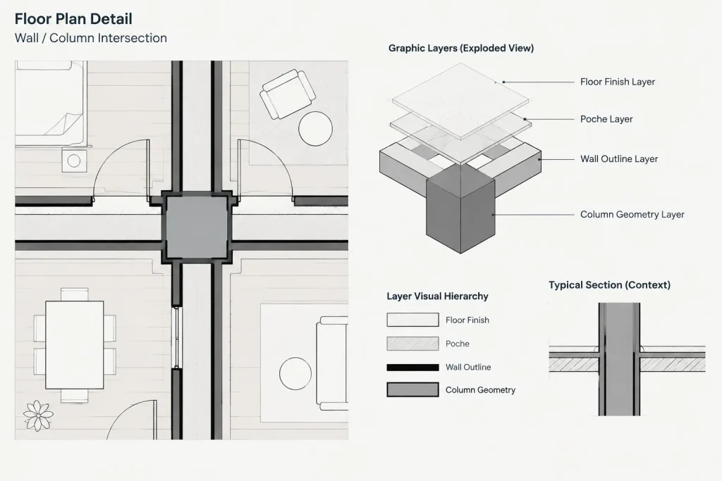 Wall Intersections in Architectural CAD: A Practical Cleanup and Coordination Workflow architectural CAD illustration