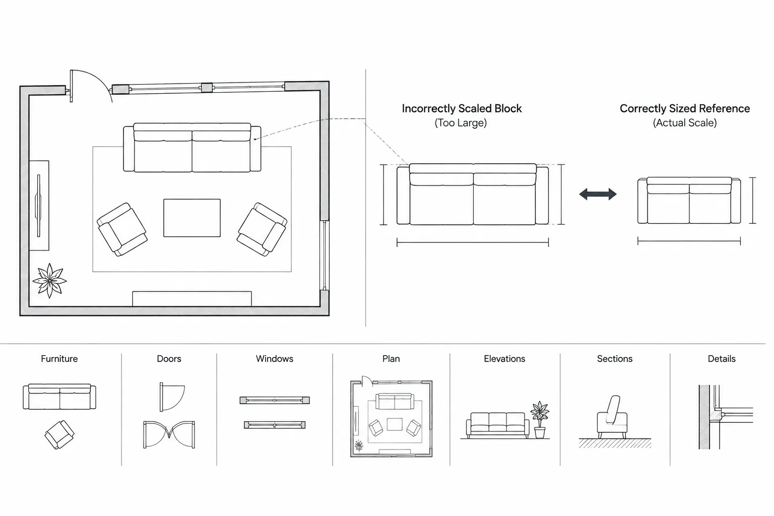 Why Is My CAD Block the Wrong Size? A Practical Scale Troubleshooting Workflow architectural CAD illustration