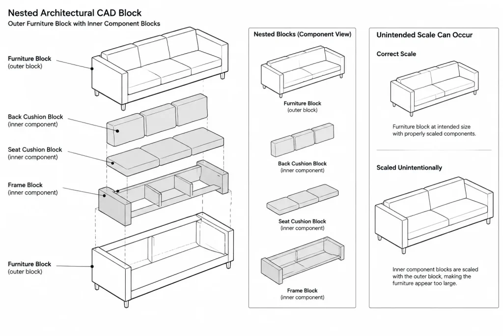 Why Is My CAD Block the Wrong Size? A Practical Scale Troubleshooting Workflow architectural CAD illustration
