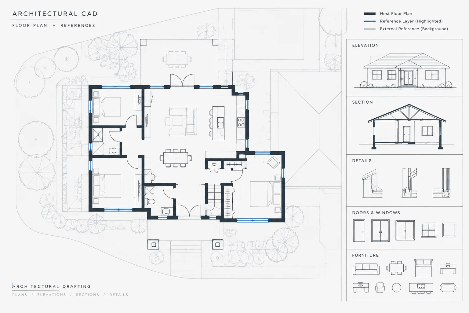 Xref Layer Control in AutoCAD: A Host-Drawing Workflow for Architectural Backgrounds